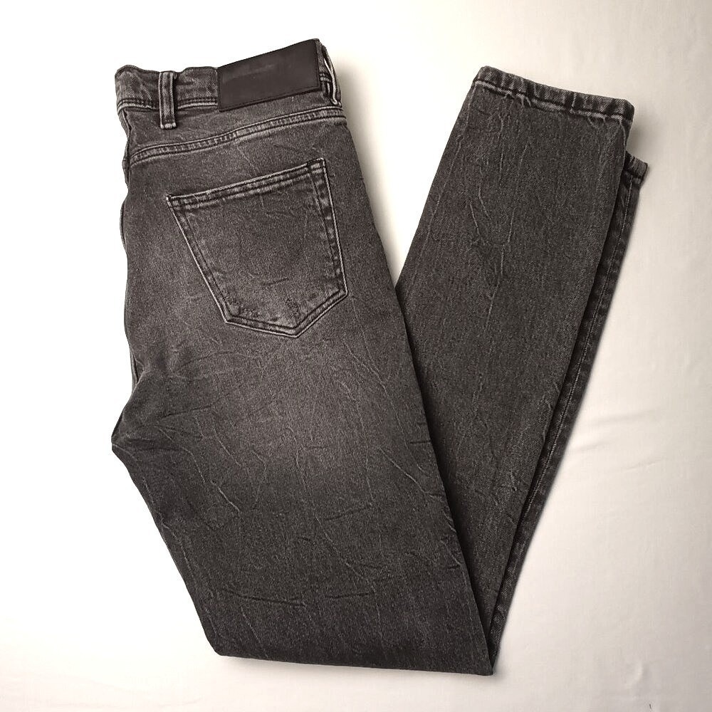 River Island Mens Dylan Slim Distressed Button Fly Jeans Size 30/32 Faded Black